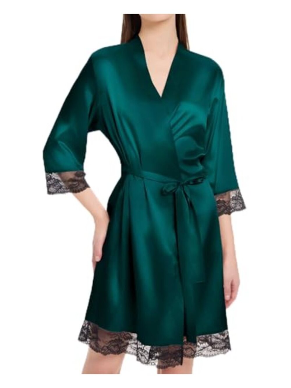 Satin Lace Robe Short Kimono Bridesmaid Sleepwear Loungewear